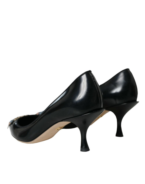 Dolce & Gabbana Black Leather BOOM Patch Heels Pumps Shoes - ClickThatClicks 