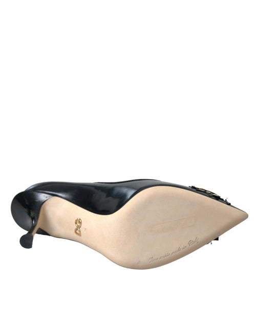 Dolce & Gabbana Black Leather WOW Patch Heels Pumps Shoes - ClickThatClicks 