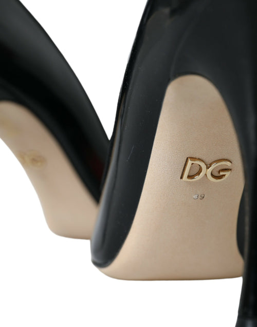 Dolce & Gabbana Black Leather WOW Patch Heels Pumps Shoes - ClickThatClicks 
