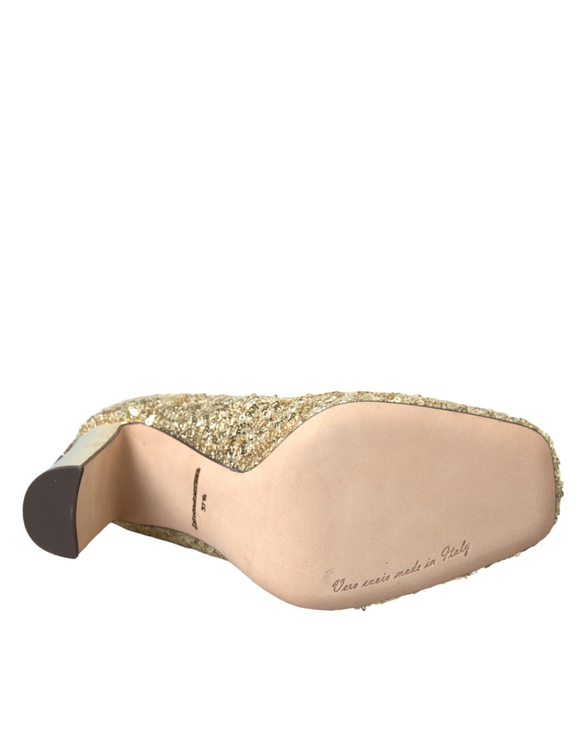 Dolce & Gabbana Gold Sequin Crystal Heels Pumps Shoes - ClickThatClicks 