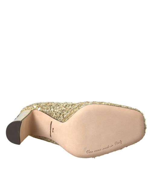 Dolce & Gabbana Gold Sequin Crystal Heels Pumps Shoes - ClickThatClicks 