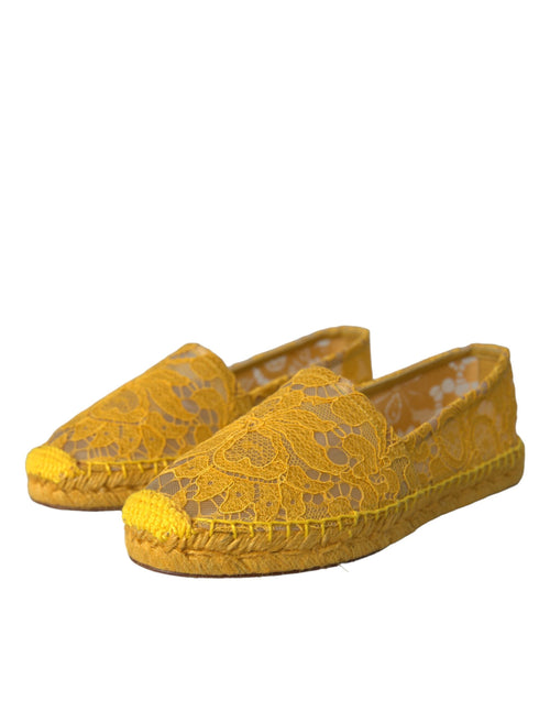 Dolce & Gabbana Yellow Taormina Lace Espadrille Loafers Flats Shoes - ClickThatClicks 