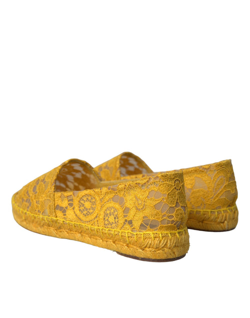 Dolce & Gabbana Yellow Taormina Lace Espadrille Loafers Flats Shoes - ClickThatClicks 