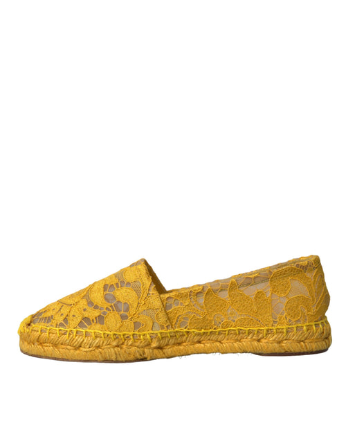 Dolce & Gabbana Yellow Taormina Lace Espadrille Loafers Flats Shoes - ClickThatClicks 