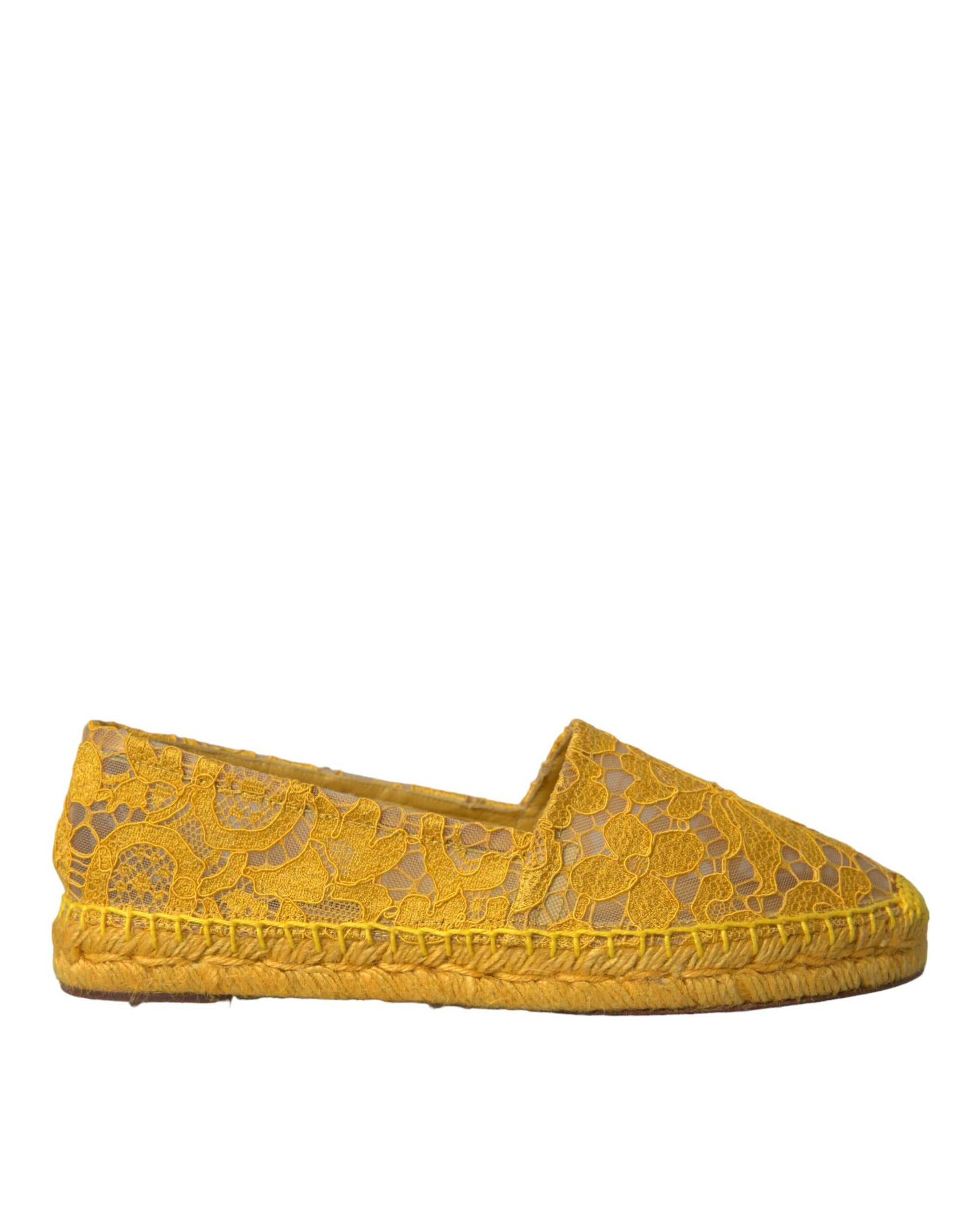 Dolce & Gabbana Yellow Taormina Lace Espadrille Loafers Flats Shoes - ClickThatClicks 