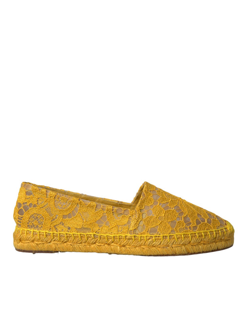 Dolce & Gabbana Yellow Taormina Lace Espadrille Loafers Flats Shoes - ClickThatClicks 