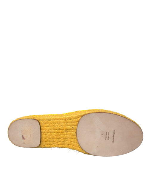 Dolce & Gabbana Yellow Taormina Lace Espadrille Loafers Flats Shoes - ClickThatClicks 