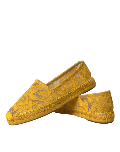 Dolce & Gabbana Yellow Taormina Lace Espadrille Loafers Flats Shoes - ClickThatClicks 