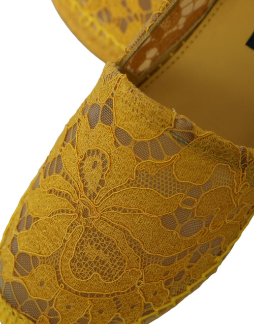 Dolce & Gabbana Yellow Taormina Lace Espadrille Loafers Flats Shoes - ClickThatClicks 