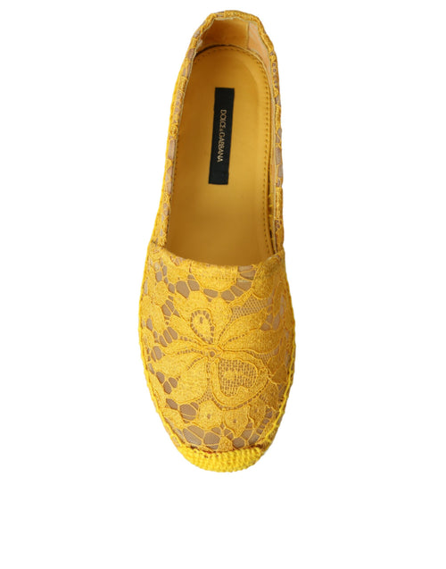 Dolce & Gabbana Yellow Taormina Lace Espadrille Loafers Flats Shoes - ClickThatClicks 