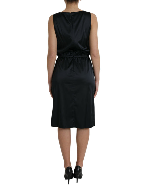Dolce & Gabbana Black Polyester Lace Trim Sheath Midi Dress - ClickThatClicks 
