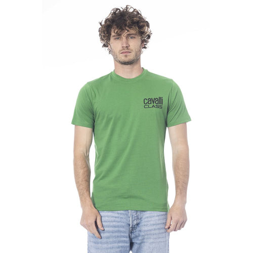 Cavalli Class Green Cotton Men T-Shirt - ClickThatClicks 