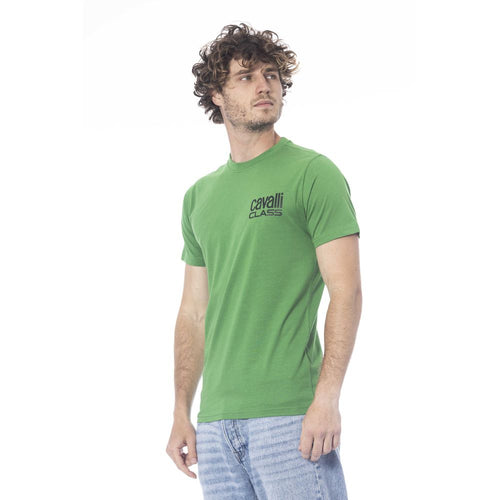 Cavalli Class Green Cotton Men T-Shirt - ClickThatClicks 