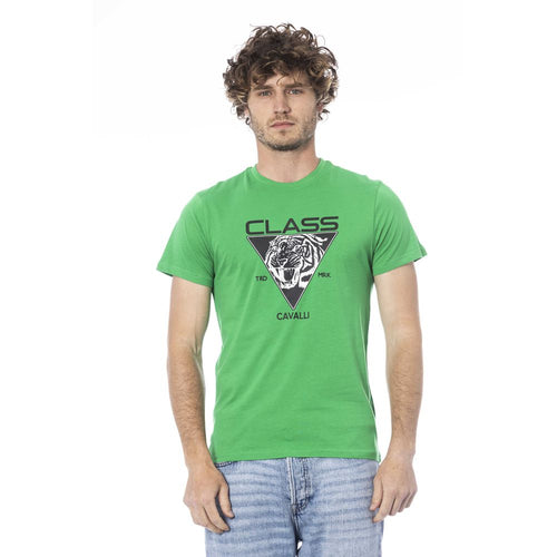 Cavalli Class Green Cotton Men T-Shirt - ClickThatClicks 