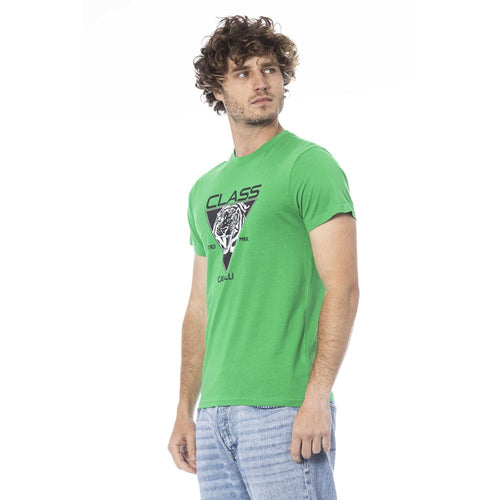 Cavalli Class Green Cotton Men T-Shirt - ClickThatClicks 
