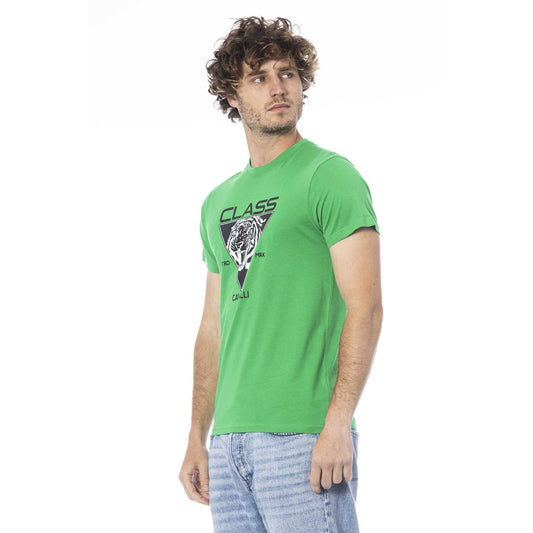 Cavalli Class Green Cotton Men T-Shirt - ClickThatClicks 