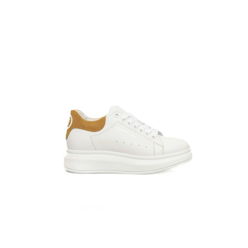 Cerruti 1881 White Cowhide Women Platform Sneaker