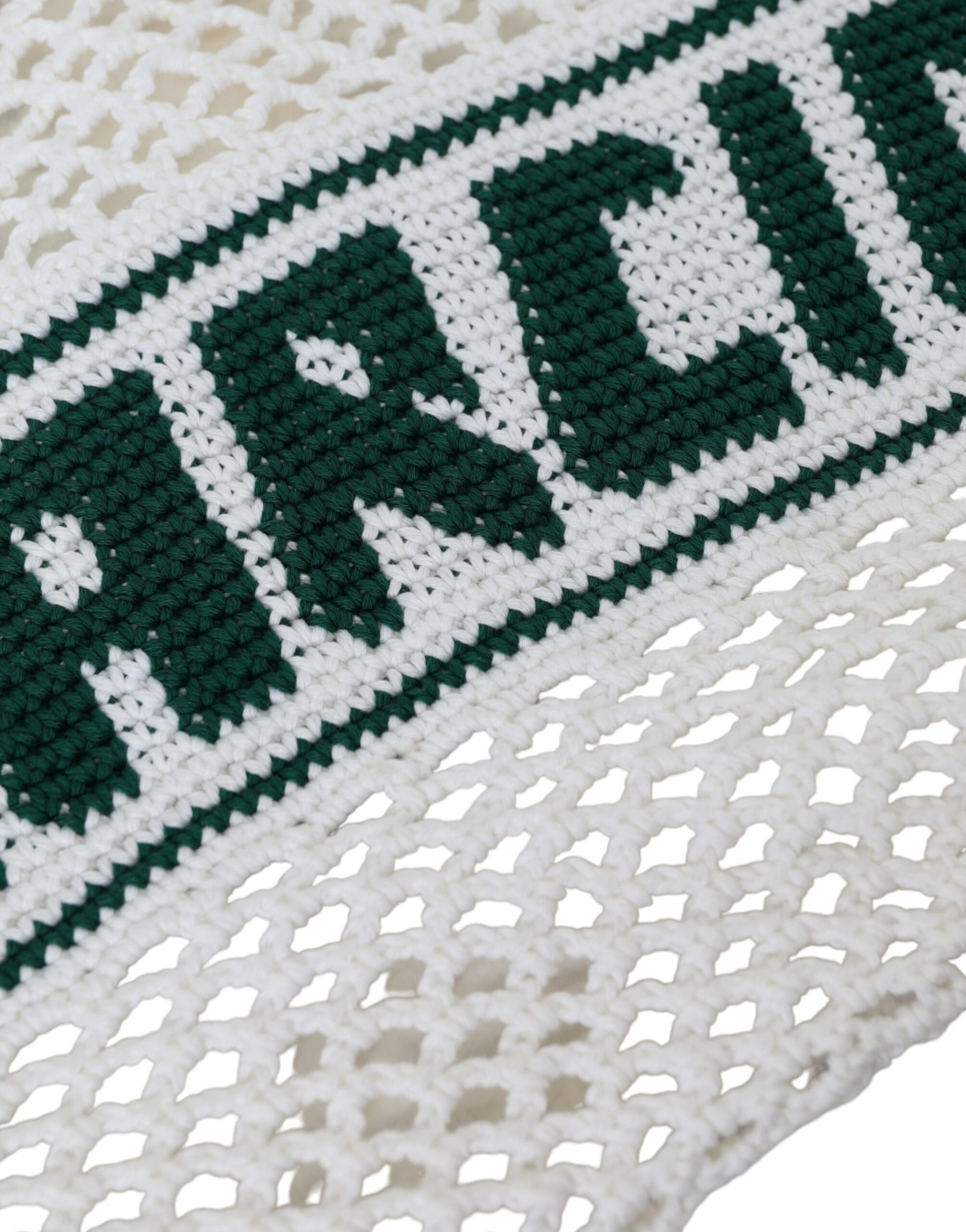 Dolce & Gabbana White Green Knitted Cotton Logo Shopping Tote Bag - ClickThatClicks 