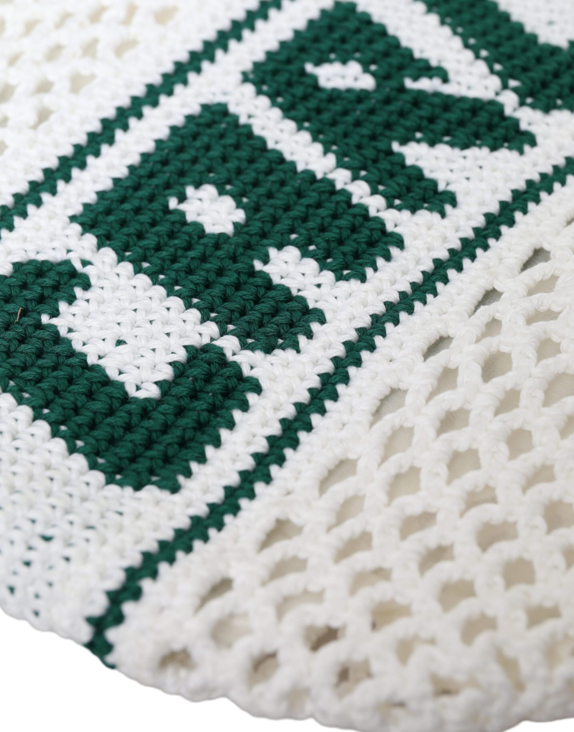 Dolce & Gabbana White Green Knitted Cotton Logo Shopping Tote Bag - ClickThatClicks 