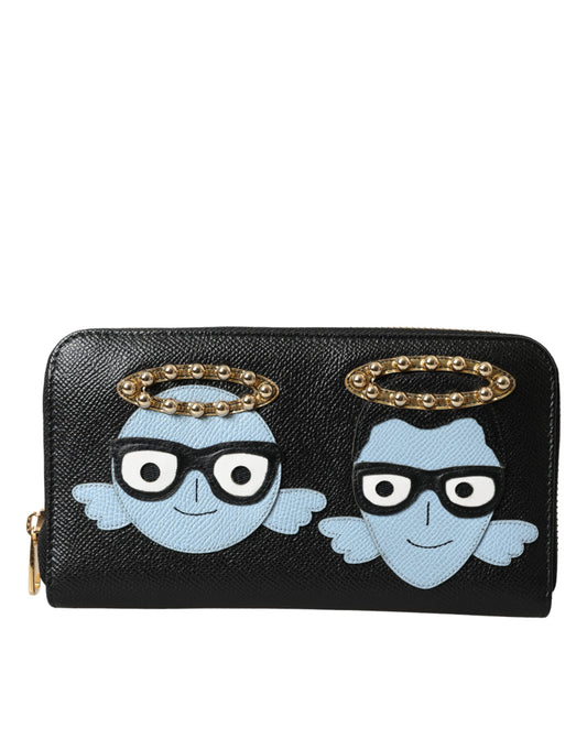 Dolce & Gabbana Black Blue Leather #DGFAMILY Zipper Continental Men Wallet - ClickThatClicks 