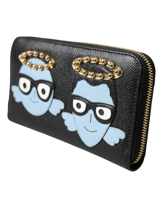 Dolce & Gabbana Black Blue Leather #DGFAMILY Zipper Continental Men Wallet - ClickThatClicks 