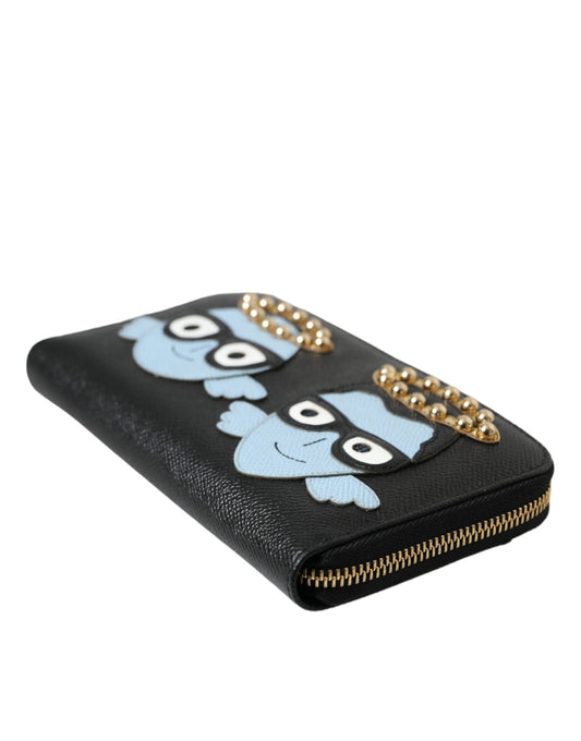 Dolce & Gabbana Black Blue Leather #DGFAMILY Zipper Continental Men Wallet - ClickThatClicks 