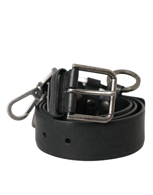 Dolce & Gabbana Black Calf Leather Silver Metal Buckle Belt - ClickThatClicks 