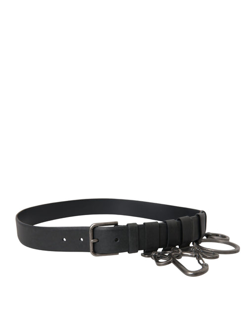 Dolce & Gabbana Black Calf Leather Silver Metal Buckle Belt - ClickThatClicks 