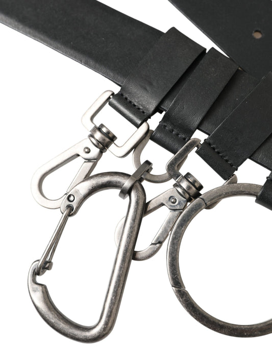 Dolce & Gabbana Black Calf Leather Silver Metal Buckle Belt - ClickThatClicks 