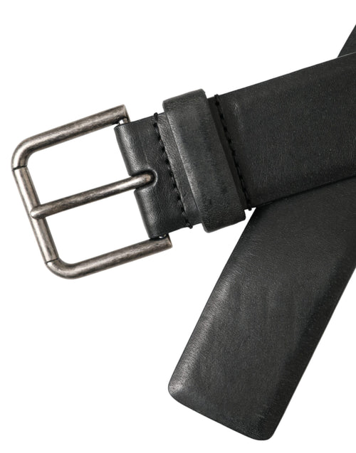 Dolce & Gabbana Black Calf Leather Silver Metal Buckle Belt - ClickThatClicks 