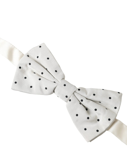 Dolce & Gabbana White Black Polka Dot Polyester Bow Tie Men - ClickThatClicks 