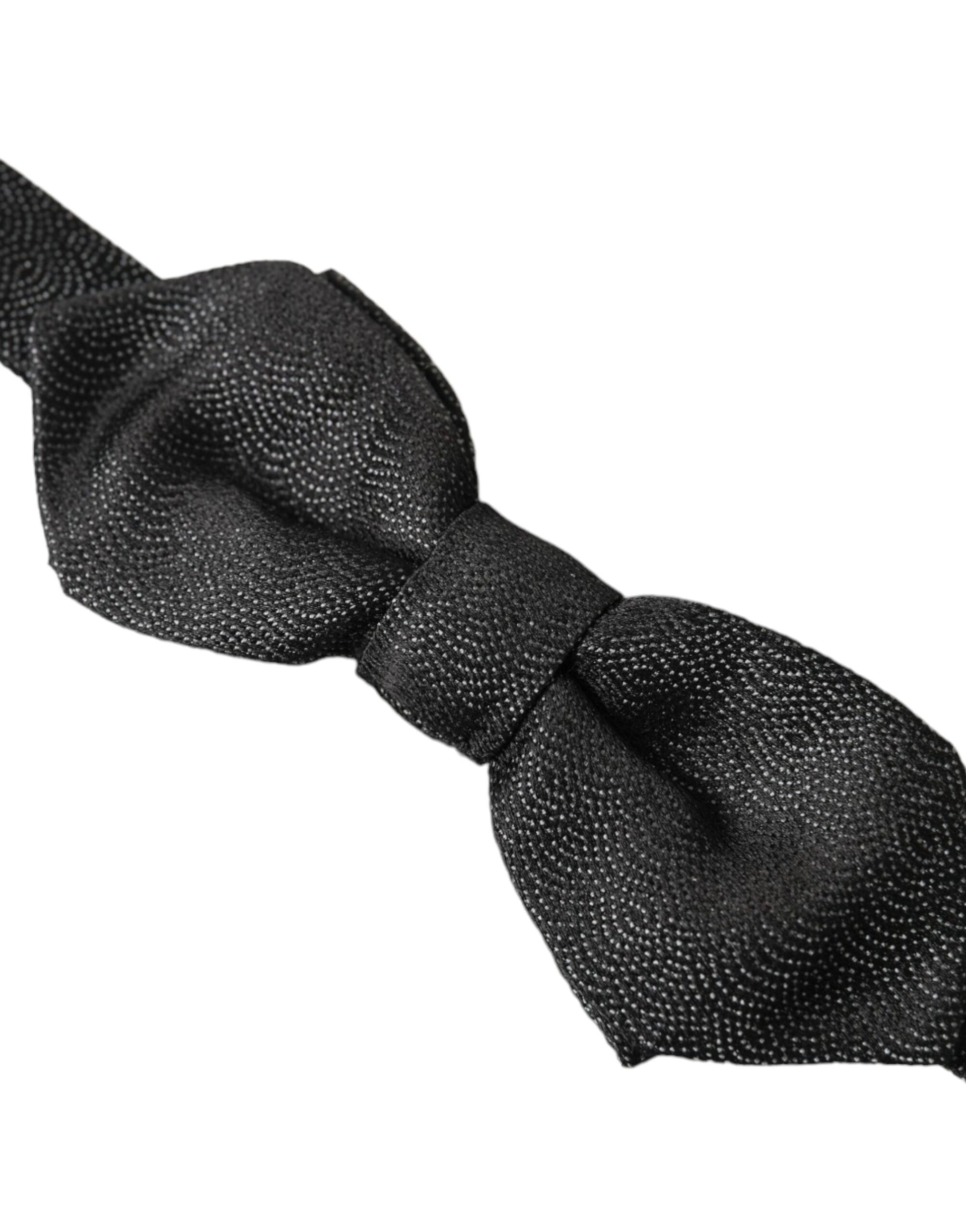 Dolce & Gabbana Black Silk Adjustable Neck Men Bow Tie - ClickThatClicks 
