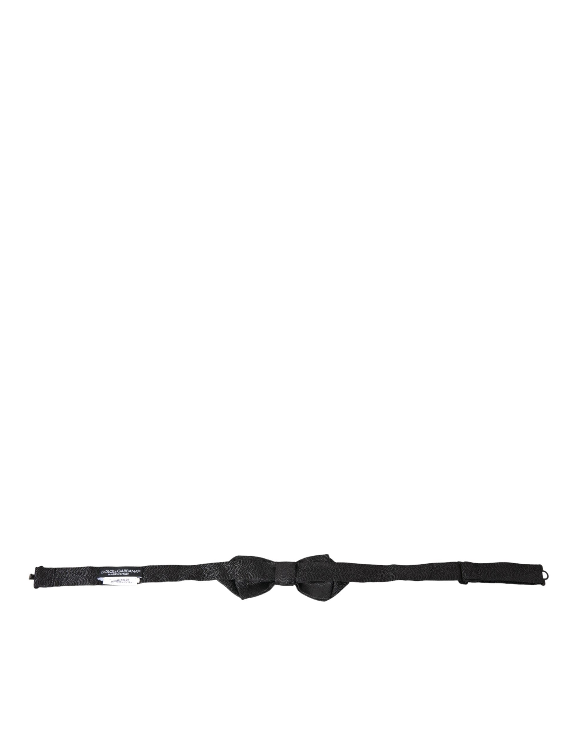 Dolce & Gabbana Black Silk Adjustable Neck Men Bow Tie - ClickThatClicks 