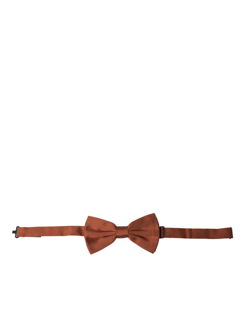 Dolce & Gabbana Brown Silk Adjustable Neck Men Bow Tie - ClickThatClicks 