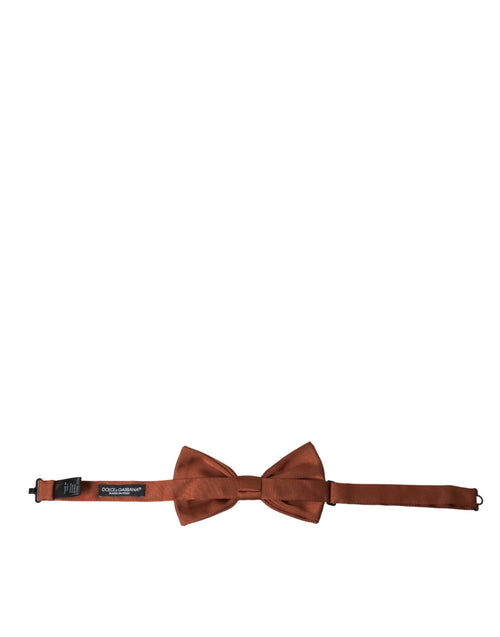 Dolce & Gabbana Brown Silk Adjustable Neck Men Bow Tie - ClickThatClicks 