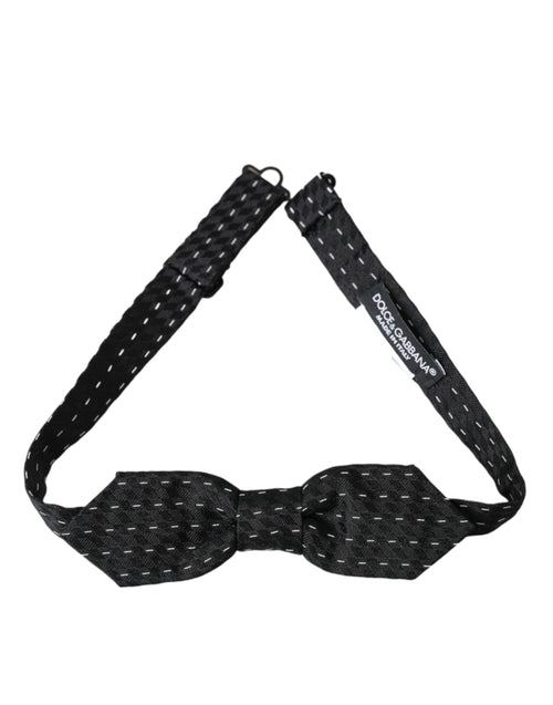 Dolce & Gabbana Black White Stitched Silk Men Neck Bow Tie - ClickThatClicks 
