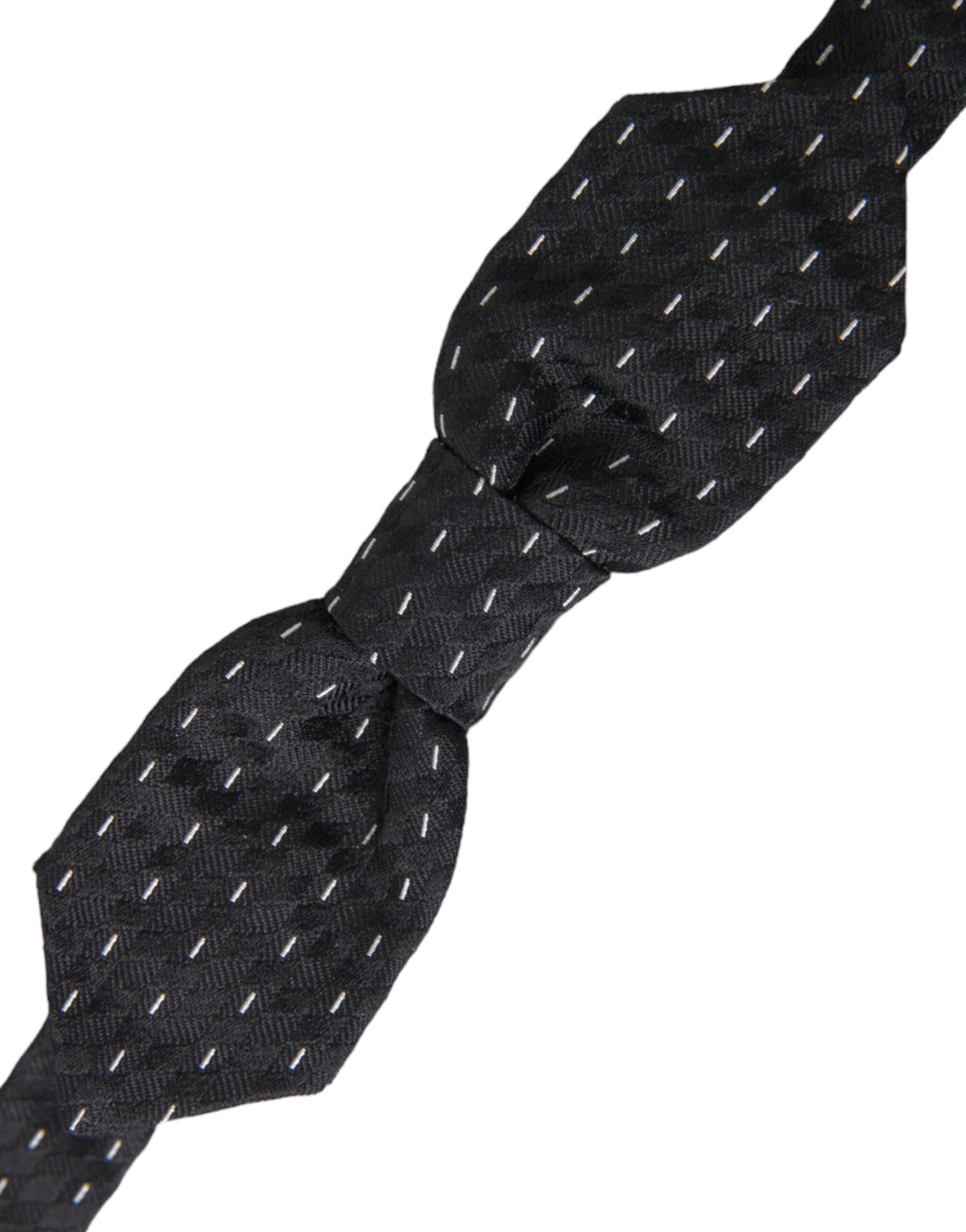 Dolce & Gabbana Black White Stitched Silk Men Neck Bow Tie - ClickThatClicks 