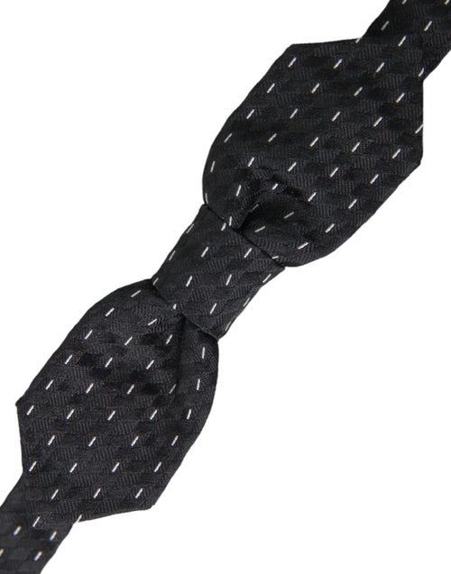 Dolce & Gabbana Black White Stitched Silk Men Neck Bow Tie - ClickThatClicks 