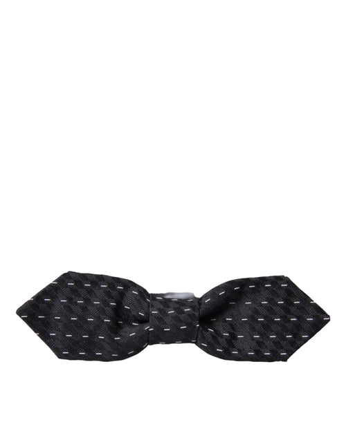 Dolce & Gabbana Black White Stitched Silk Men Neck Bow Tie - ClickThatClicks 