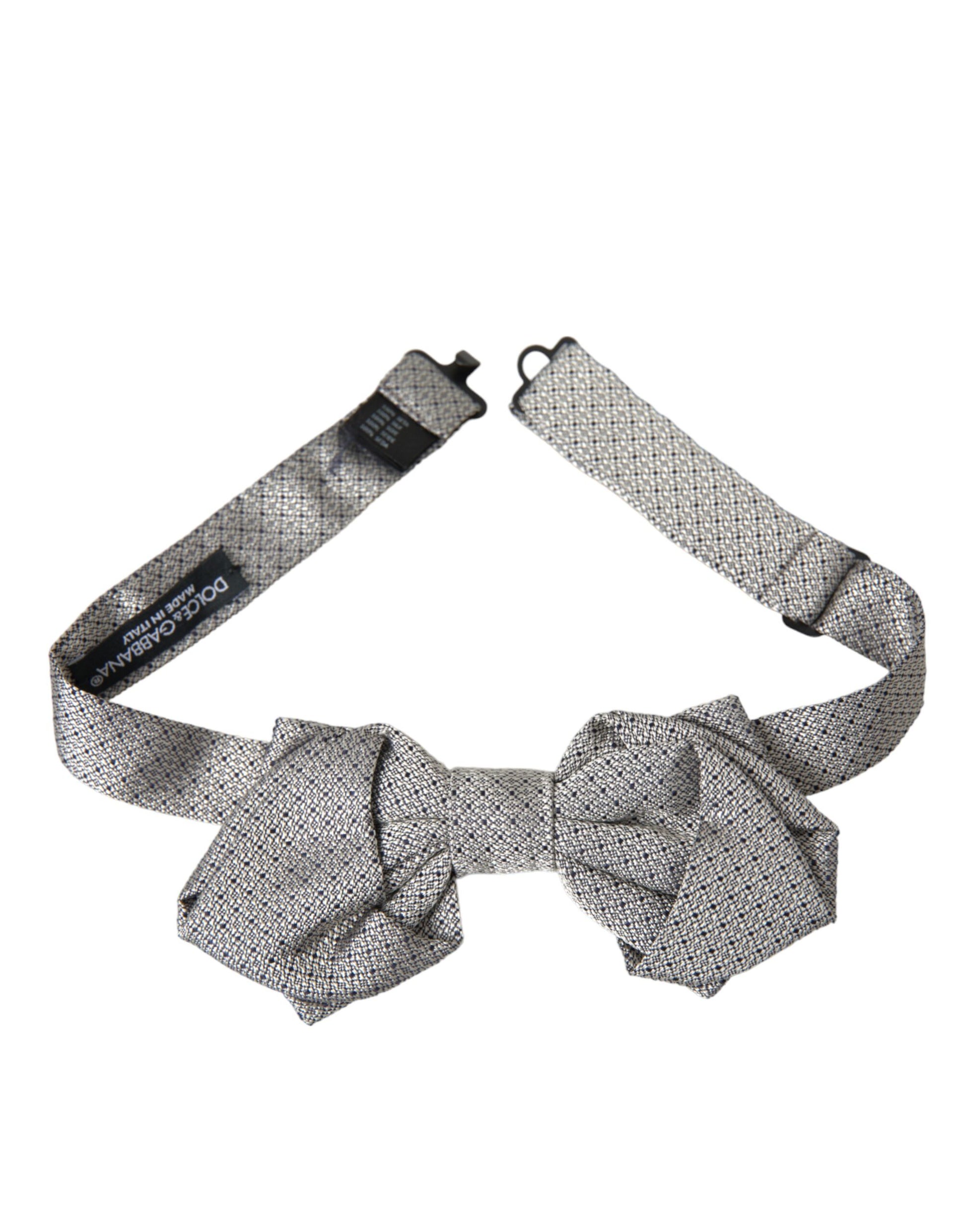 Dolce & Gabbana Gray Silk Adjustable Neck Men Bow Tie - ClickThatClicks 