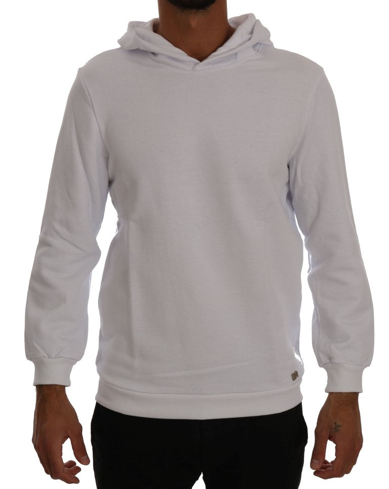 Daniele Alessandrini White Pullover Hodded Cotton Sweater - ClickThatClicks 