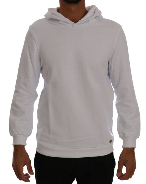 Daniele Alessandrini White Pullover Hodded Cotton Sweater - ClickThatClicks 