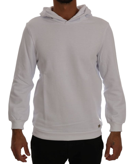 Daniele Alessandrini White Pullover Hodded Cotton Sweater - ClickThatClicks 