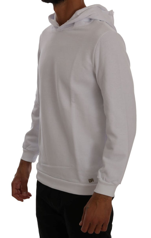 Daniele Alessandrini White Pullover Hodded Cotton Sweater - ClickThatClicks 