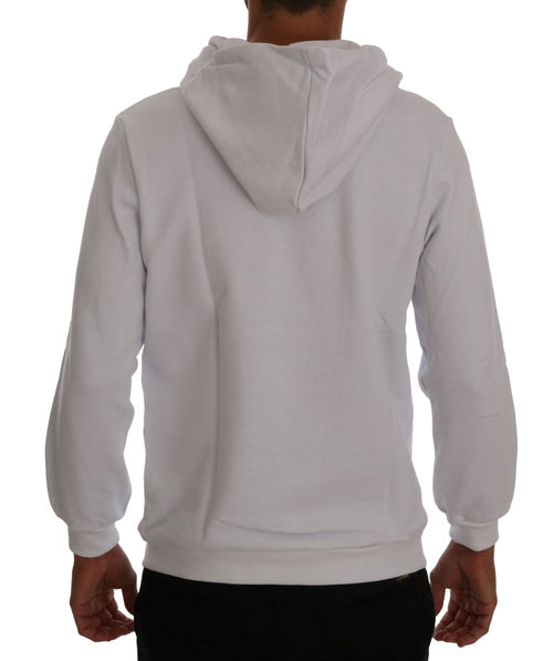 Daniele Alessandrini White Pullover Hodded Cotton Sweater - ClickThatClicks 