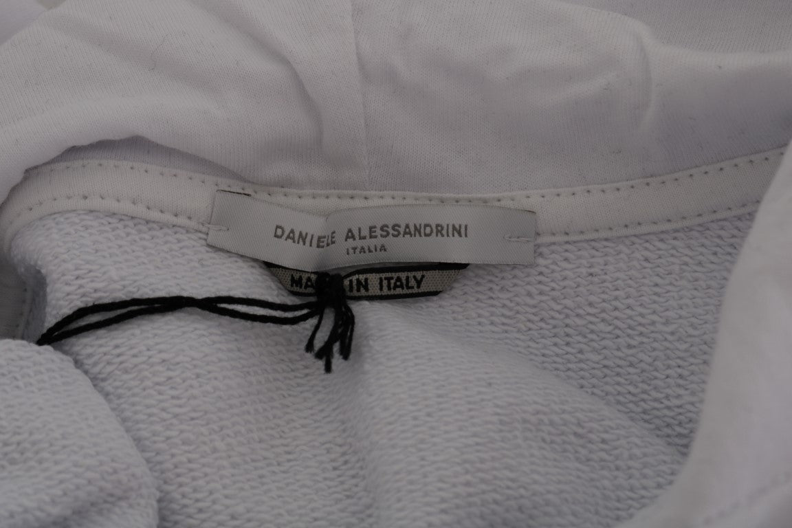 Daniele Alessandrini White Pullover Hodded Cotton Sweater - ClickThatClicks 