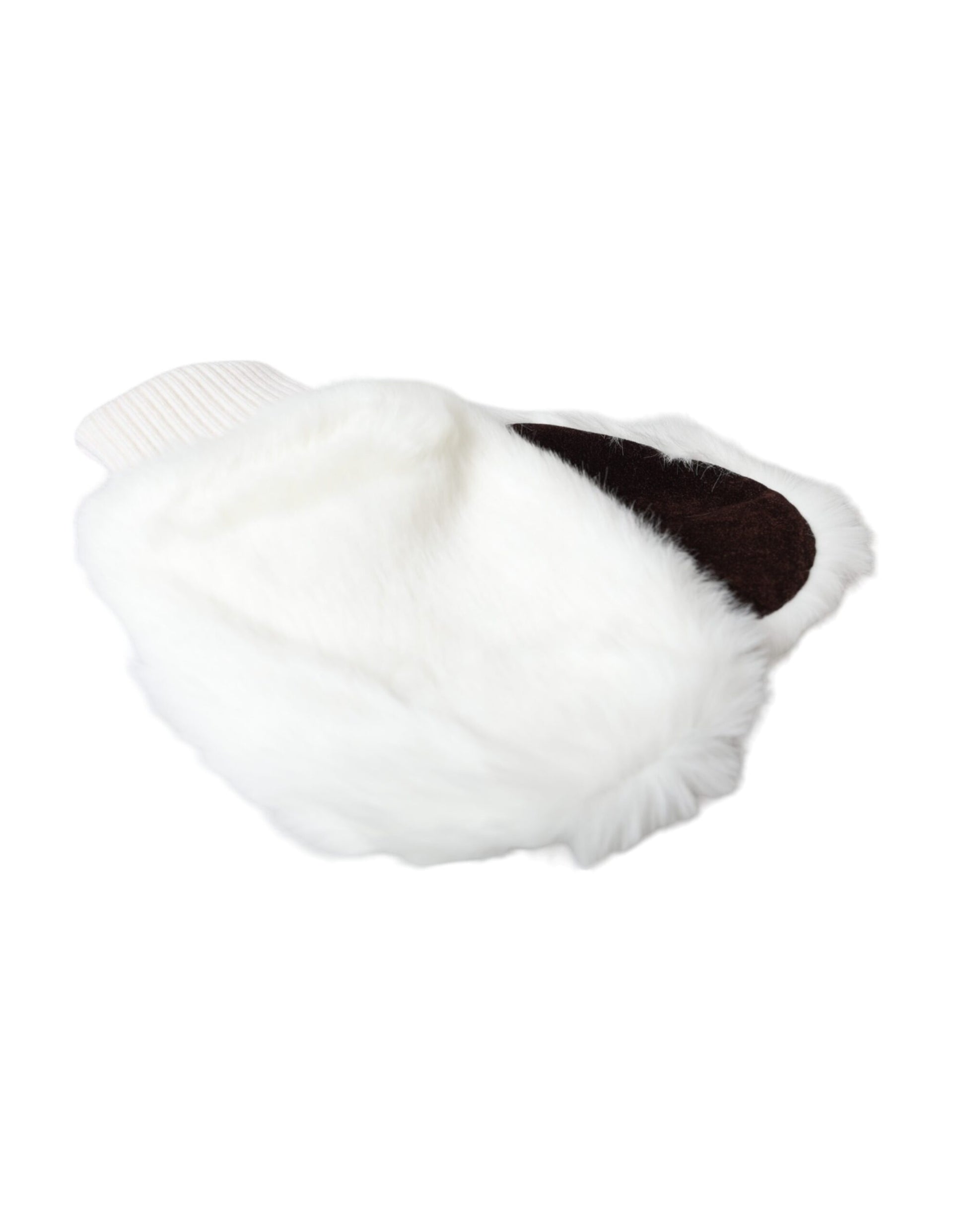 Dolce & Gabbana White Acrylic Knitted Fur Wrist Mitten Gloves - ClickThatClicks 