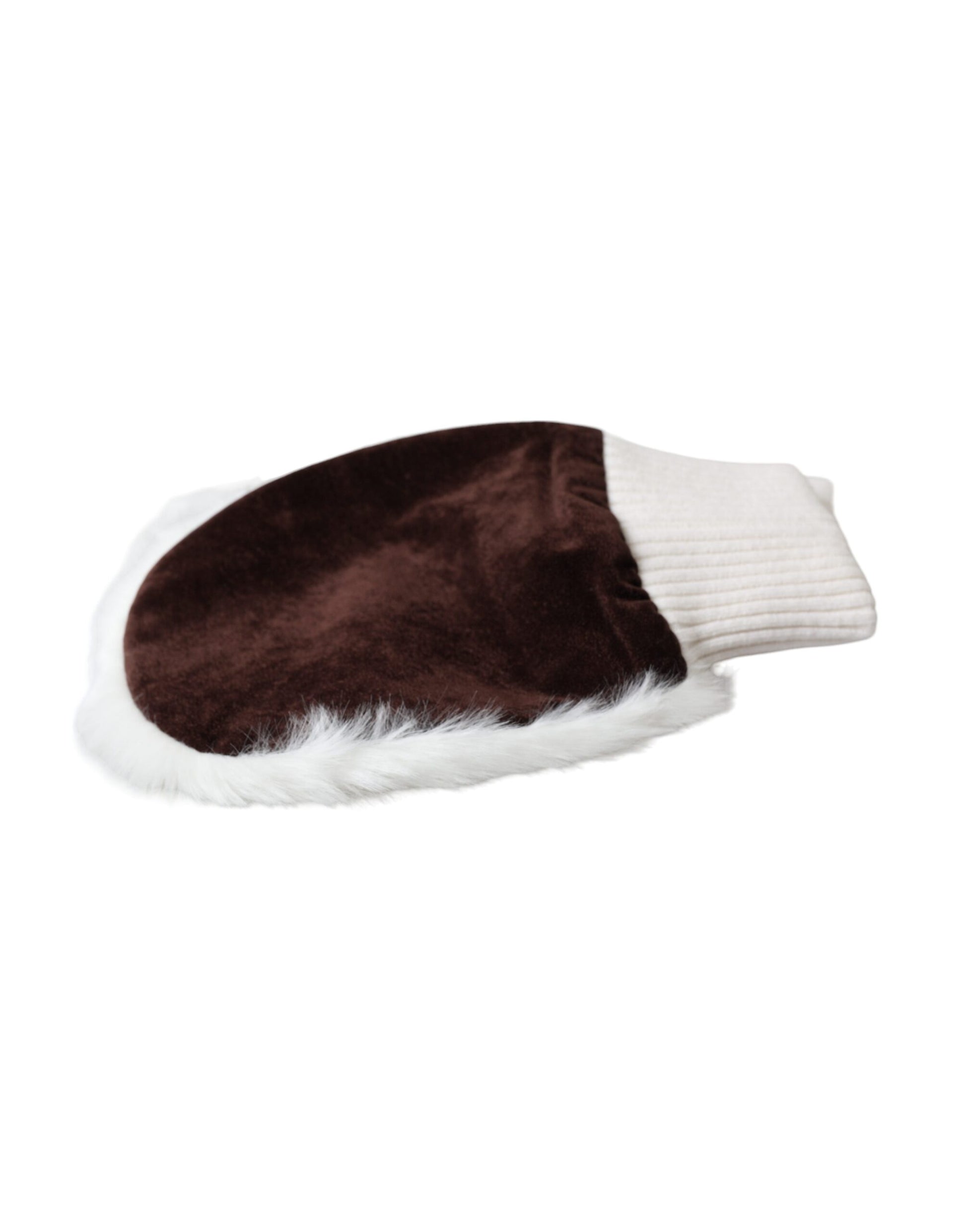 Dolce & Gabbana White Acrylic Knitted Fur Wrist Mitten Gloves - ClickThatClicks 