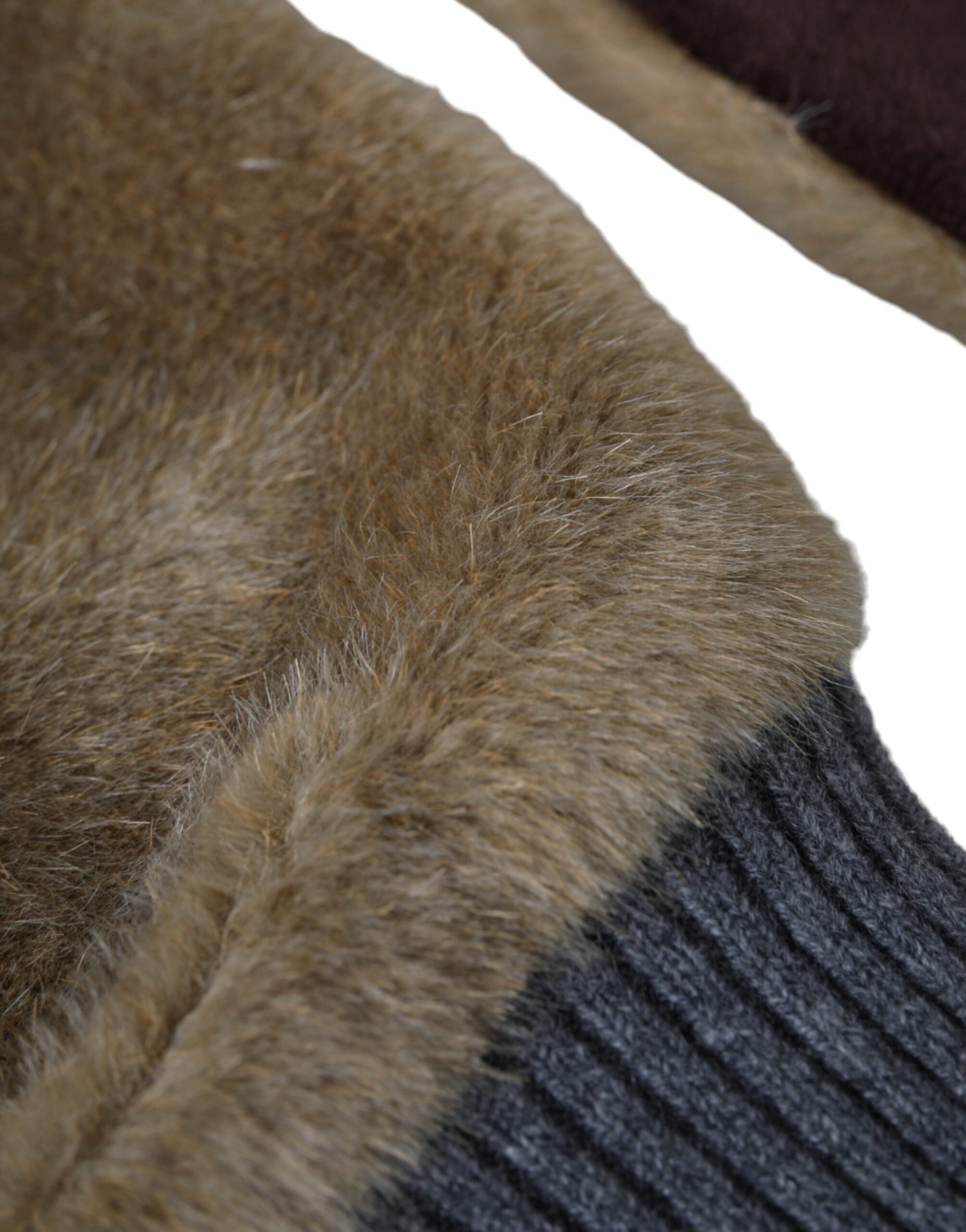 Dolce & Gabbana Beige Acrylic Knitted Fur Wrist Mitten Gloves - ClickThatClicks 