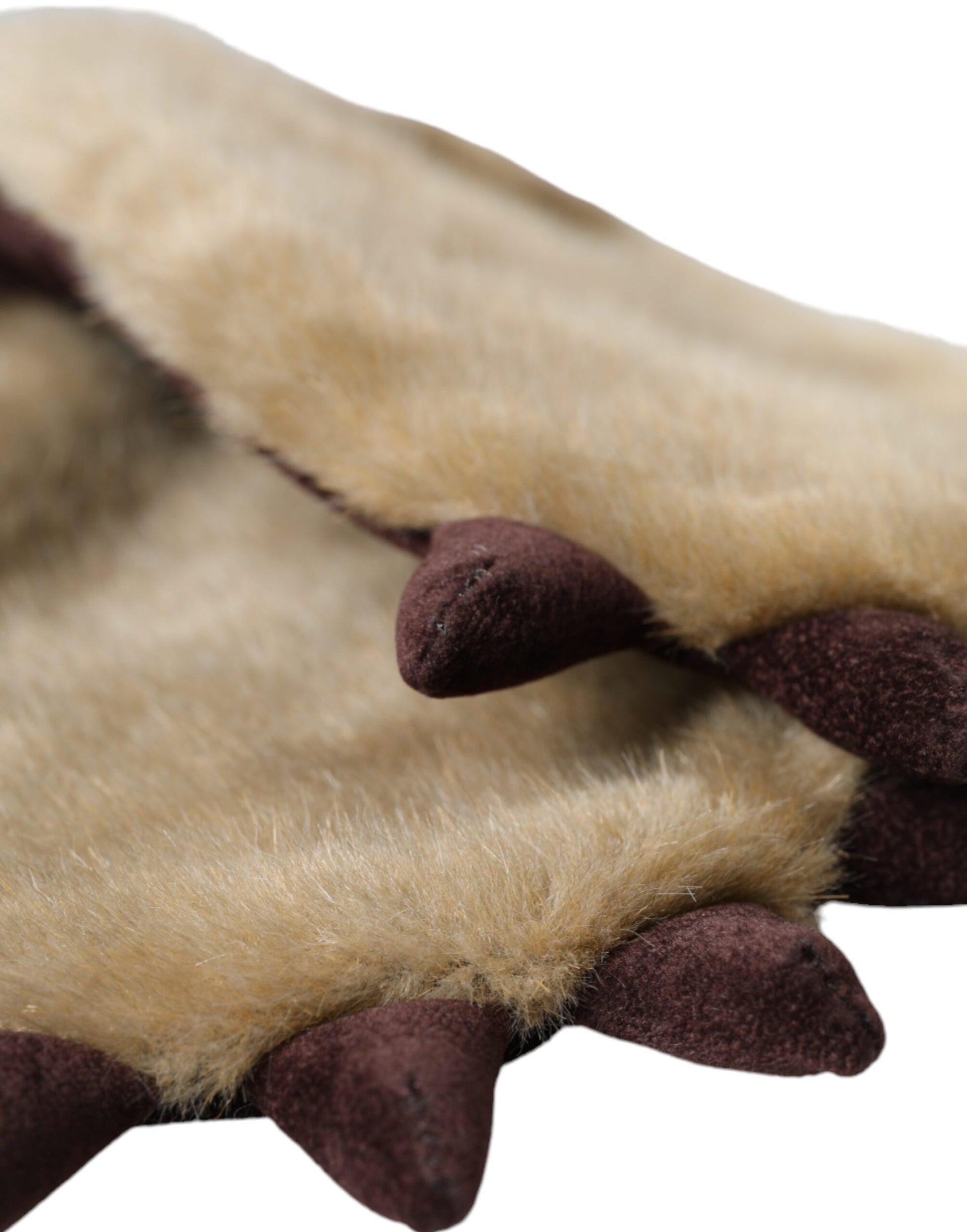 Dolce & Gabbana Beige Acrylic Knitted Fur Wrist Mitten Gloves - ClickThatClicks 